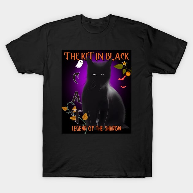 Cat the kit in black Legend of the shadow T-Shirt by Taz Maz Design